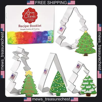 Weihnachtsbaum Ausstecher 4er Set, Made in USA, lebensmittelechter Stahl