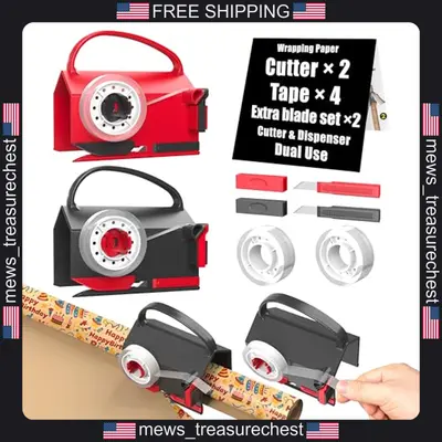 Geschenkpapierschneider und Klebebandspender Set mit 4 Klebebändern und Klingen