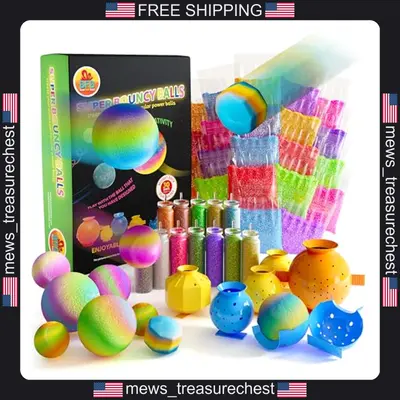 Kinder DIY Hüpfball Set mit Glow-in-the-Dark und Glitzer, 27 Bälle, Bastelset
