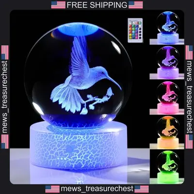 Kolibri Glasfigur mit Rosenkristallen Kugel für Frauen, Andenken Deko
