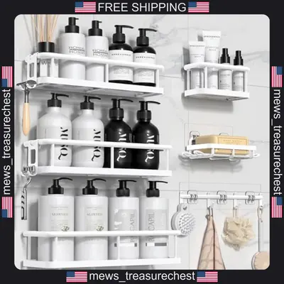 Duschcaddy selbstklebend 6 in 1 Edelstahl Rostfrei Badezimmer Organizer