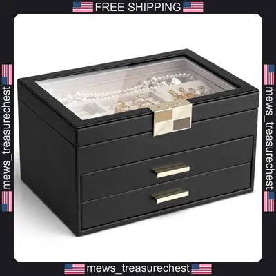 Schmuckkästchen Organizer 3-lagig mit Glasdeckel