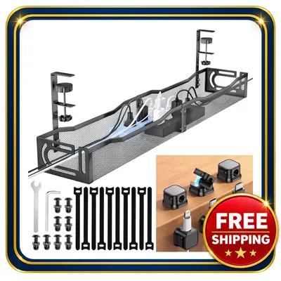 Kabelmanagement Tray 25,3 Zoll ohne Bohren Clamp-On Metalldraht Organizer