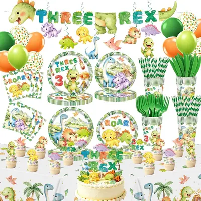 Party Deko Set 3. Geburtstag "Drei Rex" NEU