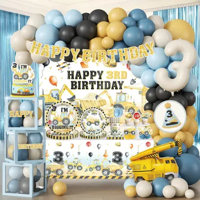 Bau Thema 3. Geburtstag Party Deko Set NEU