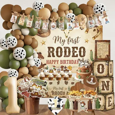 Western Cowboy 1. Geburtstag "My First Rodeo" Deko NEU