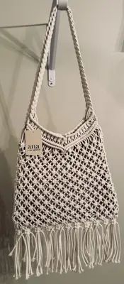 Neu a.n.a Häkel Boho Handtasche weiß