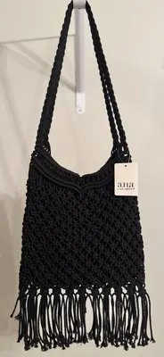 Neu a.n.a Häkel Boho Handtasche schwarz