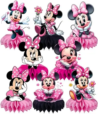 Minnie Mouse Geburtstag Party Deko Set. Cake Topper, Mittelstücke, Tischdecken