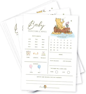 Winnie Puuh Babyparty Spiele Baby Vorhersagen & Ratgeberkarten NEU