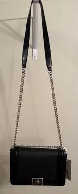 Worthington Umhängetasche Schwarz Silber Kette Neu