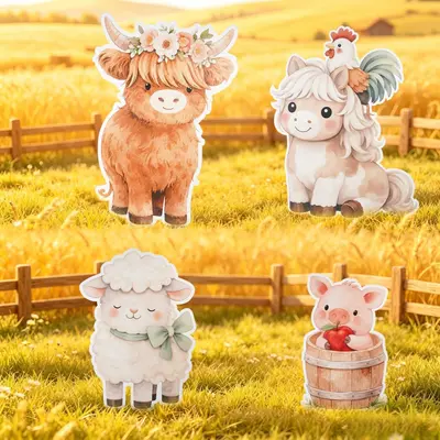 Große Bauernhof Tier Ausschnitte Scheunenhof Party Deko - 4 große Tiere NEU
