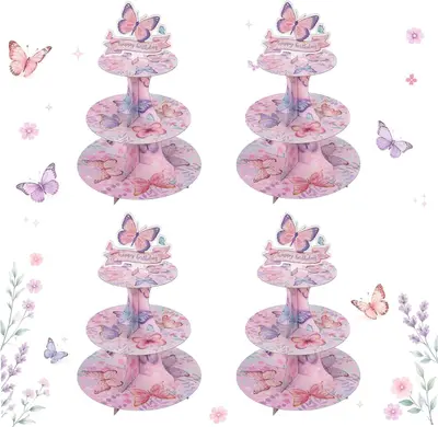 3-stufiger Schmetterling Cupcake Stand (4 Ständer enthalten)