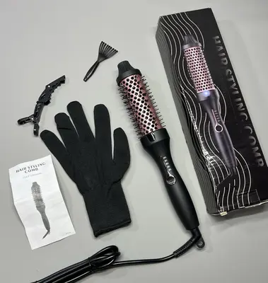 Thermo Heißhaar Rundbürste Kamm 38 mm Beheizt Glätteisen Lockenstab Trocken Nass