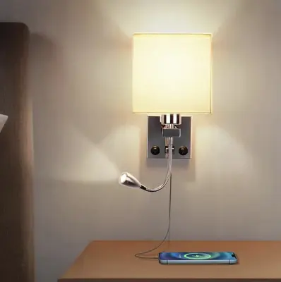Nachttisch Wand Leuchte LED Wandleuchte Lese Eckig Lampe Schwanenhals Strahler