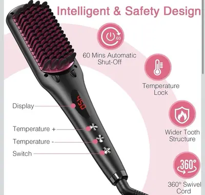 Haarglätter Heißbürste Beheizter 3D Kamm für Volumen & Glätten 230C