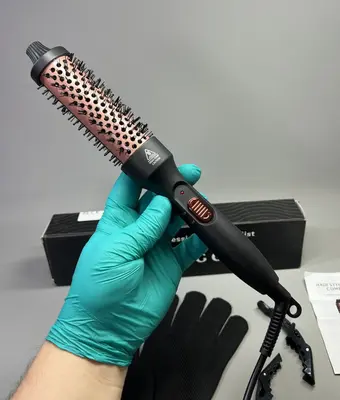 Thermo Heißhaar Rundbürste Kamm 32 mm Beheizt Glätteisen Lockenstab Trocken Nass