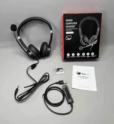 Kabelgebundene USB Kopfhörer Overhead Headset bequem für Leptop Skype PC Büro