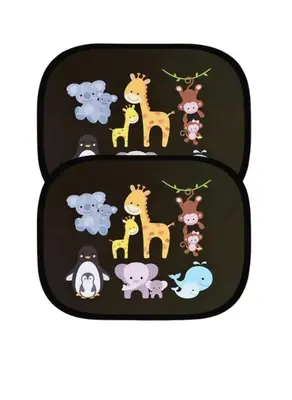 Auto Sonnenschutz Kinder Fenster Tiere Rollos Schild Visier UV Schutz 2er Pack