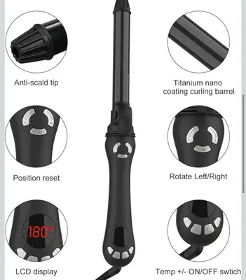 Automatischer Lockenstab Zange rotierend langer großer Schaft 25 mm für