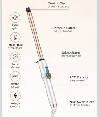 Lockenstab 19 mm Extra Long Barrel Keramik Tourmalin