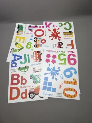 Alphabet Zahlen Buchstaben ABC Autos Transport Wandtattoo Aufkleber leuchtende