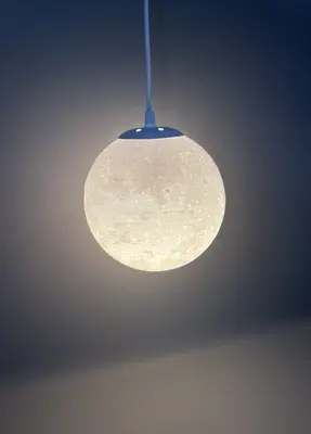 3D Mond Pendelleuchte E27 Deckenleuchte realistischer Lampenschirm 18cm rund