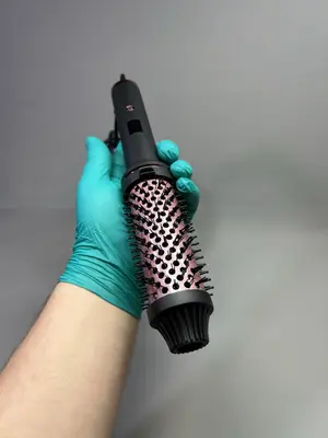 Haar Thermo Heißbürste Kamm 38mm Keramik Beheizt Glätteisen Lockenstab Trocken