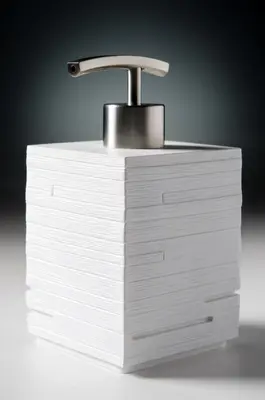 MODERNER SEIFENSPENDER WEIß MIT EDELSTAHLPUMPE, ELEGANTES DESIGN, CALERO WHITE