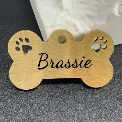 Brassie Hundemarke Messing personalisiert mit Gravur – Name & Telefonnummer, Pfö – neu – Sonstiges – überwiegend dunkelgrün…
