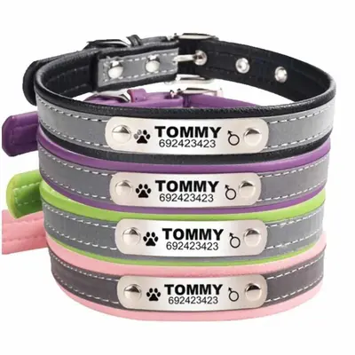 Hundehalsband Namen Telefonnummer Gravur Personalisiert Weiches Leder Halsband