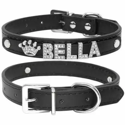 Bling Hundehalsband Mit Namen Für Kleine Hunde Personalisiert Strass PU Leder – neu – Sonstiges – überwiegend weiß – Foto 1…