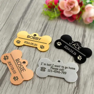 Hundemarke mit Gravur Individuell Personalisiert Hund Katze Anhänger Knochen – neu – Sonstiges – überwiegend silber – Foto…