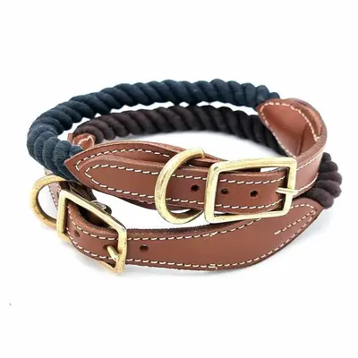 Hundehalsband Geflochten Halsband Seil Tau Seilhalsband Messing Verschluss Hunde