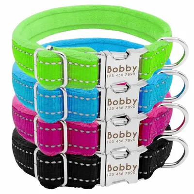 Hundehalsband Gravur Namen Telefonnummer Weiches Halsband Reflektierend Nylon