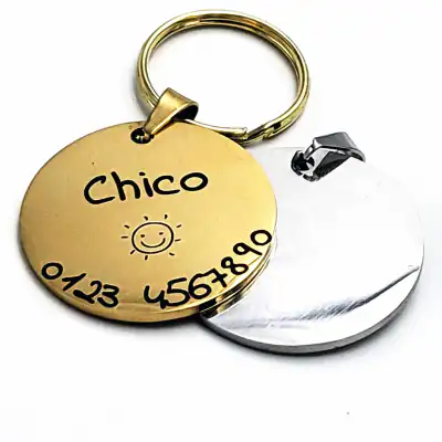 Hundemarke Gravur Individuell Personalisiert Für Hund Katze Anhänger Gold 35 Mm – neu – Sonstiges – Foto 1 von 5