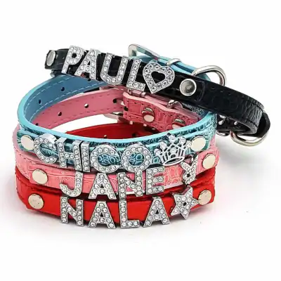 Hundehalsband mit Namen Personalisiert Strass Buchstaben Weiches Leder Halsband – neu – Sonstiges – überwiegend weiß – Foto…