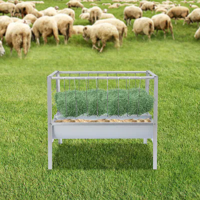 Pferdeheu Futterstation Großes Heuraufe 2 in 1 Hay & Grain/Salt Feeder – neu – Fitness & Kraftsport – überwiegend silber…