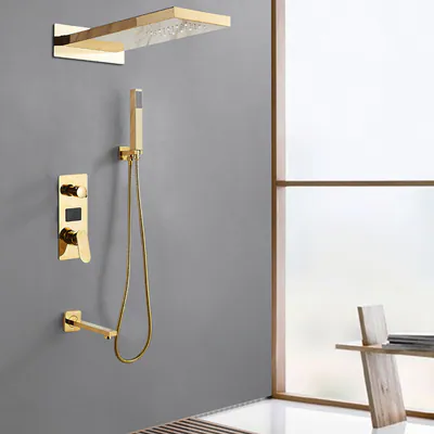 Gold Thermostat Unterputz Duscharmatur Set Regendusche Duschsystem Brause Ibox – neu – Dusch & Bad – Foto 1 von 4