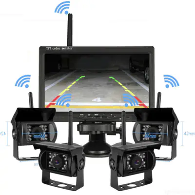 Rückfahrkamera 4 kabellos Funk Nachtsicht 7" Monitor Drahtlos Lkw Bildschirme – neu – Autos – überwiegend weiß – Foto 1 von 5