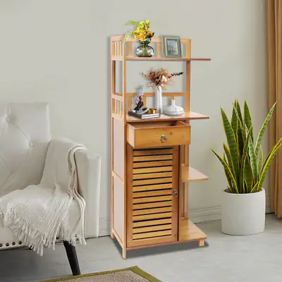 4 Ebenen Aufbewahrungsschrank Freistehend Eckschrank 50*30*121cm Storage Cabinet – neu – Möbel – überwiegend silber – Foto…
