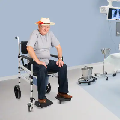 Verstellbar Duschstuhl Fahrbarer Toilettenrollstuhl Toilettenstuhl mit Rollen – neu – Fitness & Kraftsport – überwiegend…