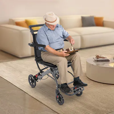 Rollstuhl Faltbar Leicht Schiebehilfe Stabiler Stahlrahmen Faltbarer DE – neu – Fitness & Kraftsport – überwiegend beige…