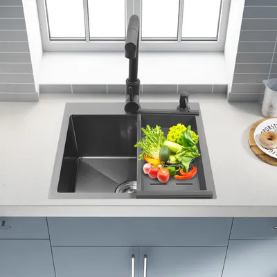 Edelstahl Spülbecken Küchenspülenset mit Ausziehbarer Wasserhahn & Filterkorb – neu – Fitness & Kraftsport – überwiegend…