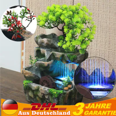 Zimmerbrunnen mit LED Beleuchtung Wasserfall Tischbrunnen Wohnzimmer Büro Dekor – neu – Fitness & Kraftsport – überwiegend…