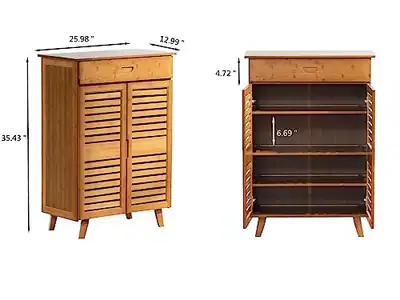 Suwoic Schuhschrank mit 2 Türen für Eingang, 4 Ebenen Schuhschrank, - – neu – Möbel – überwiegend weiß – Foto 1 von 5