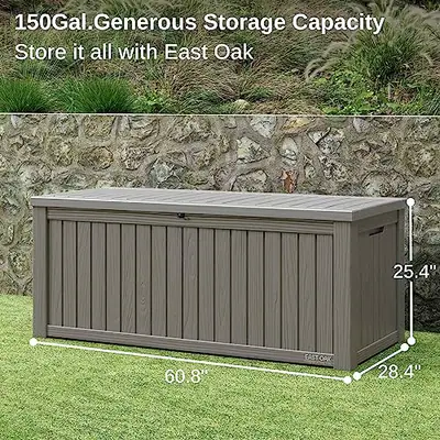 EAST OAK OUTDOOR AUFBEWAHRUNGSBOX, 150 GALLONEN DECKBOX, GROSSE – neu – Möbel – überwiegend grau – Foto 1 von 5