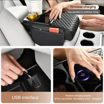 GENERIC MULTIFUNKTIONALE 6-IN-1 AUTO ARMLEHNE KONSOLE BOX - MIT KABELLOS & - – neu – Möbel – überwiegend schwarz – Foto 1…