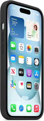 APPLE IPHONE 15 SILIKON HÜLLE MIT MAGSAFE: LEICHTE HANDYHÜLLE, - SCHWARZ – neu – Sonstiges – Foto 1 von 3