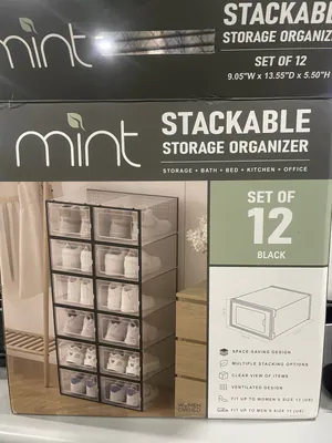 AMERICAN DREAM 12ER-PACK STAPELBARE SCHUH-ORGANIZER-BOXEN - SCHWARZ – neu – Möbel – Foto 1 von 2